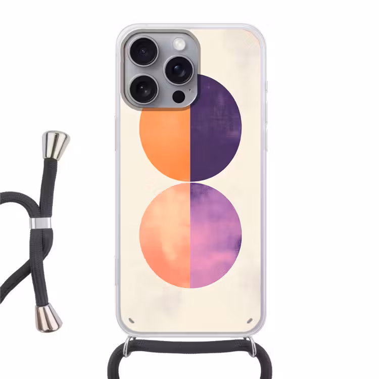 Abstract - Cirkels - Paars Hoesje iPhone 16 Pro Max met koord klein -3d