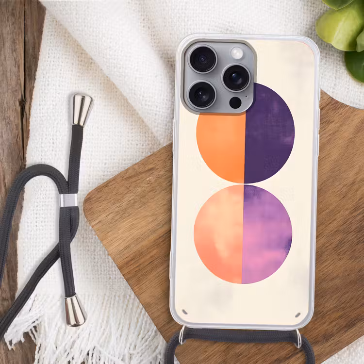 Abstract - Cirkels - Paars Hoesje iPhone 16 Pro Max met koord klein -sfeer4