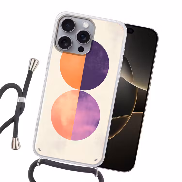 Abstract - Cirkels - Paars Hoesje iPhone 16 Pro Max met koord klein -sfeer1