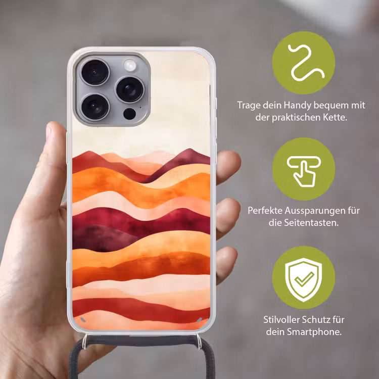 Abstract - Landschap - Golven Hoesje iPhone 16 Pro Max met koord klein -sfeer2_DE