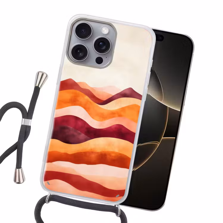 Abstract - Landschap - Golven Hoesje iPhone 16 Pro Max met koord klein -sfeer1