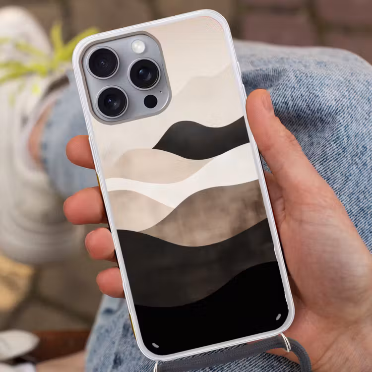 Abstract - Landschap - Golven - Crèmekleur Hoesje iPhone 16 Pro Max met koord klein -sfeer3