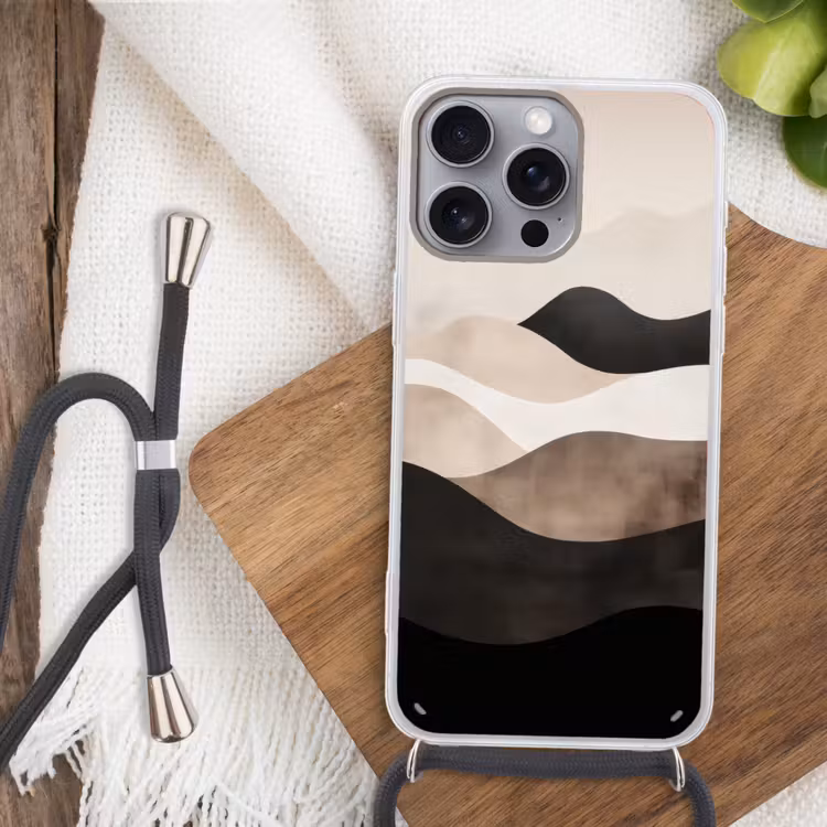 Abstract - Landschap - Golven - Crèmekleur Hoesje iPhone 16 Pro Max met koord klein -sfeer4