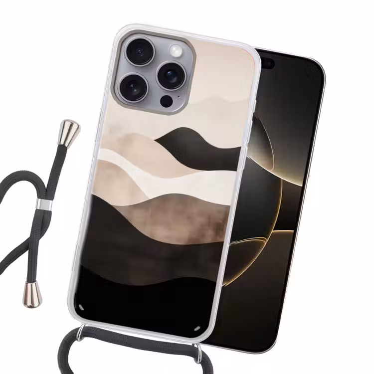Abstract - Landschap - Golven - Crèmekleur Hoesje iPhone 16 Pro Max met koord klein -sfeer1