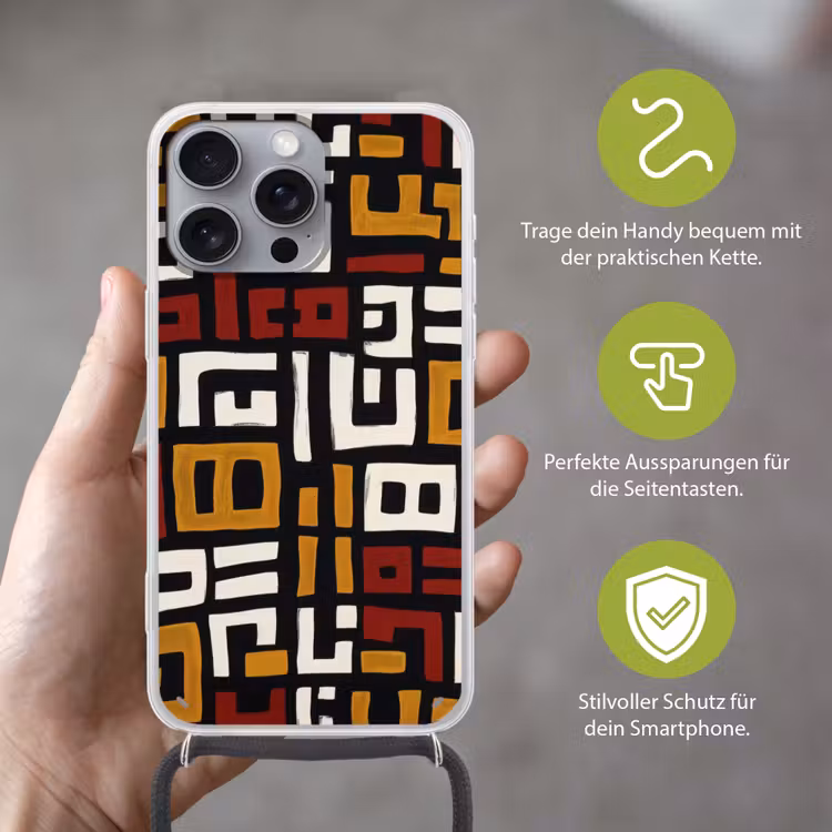 Abstract - Patroon - Rood Hoesje iPhone 16 Pro Max met koord klein -sfeer2_DE