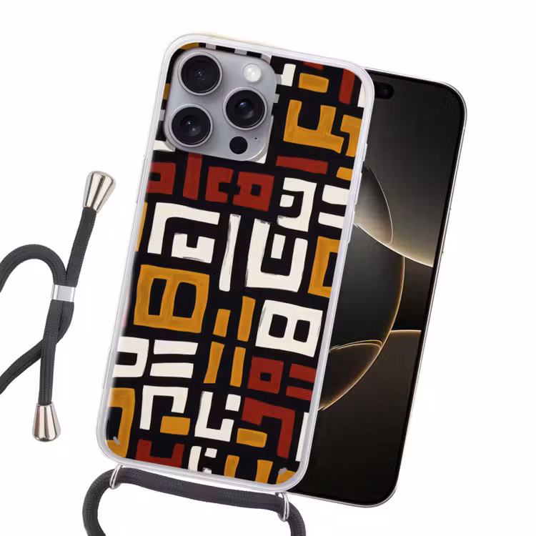 Abstract - Patroon - Rood Hoesje iPhone 16 Pro Max met koord klein -sfeer1