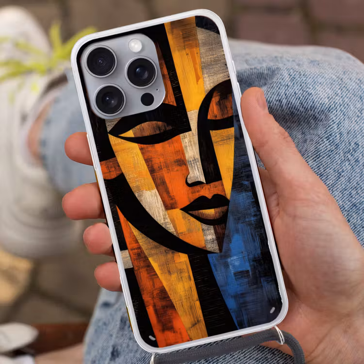 Abstract - Portret - Kleurvakken Hoesje iPhone 16 Pro Max met koord klein -sfeer3