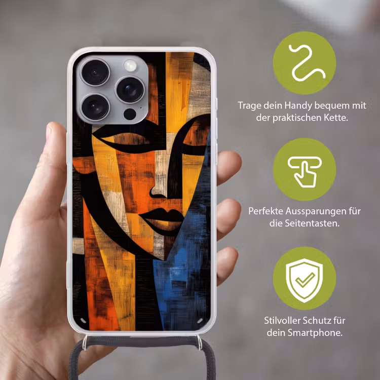 Abstract - Portret - Kleurvakken Hoesje iPhone 16 Pro Max met koord klein -sfeer2_DE