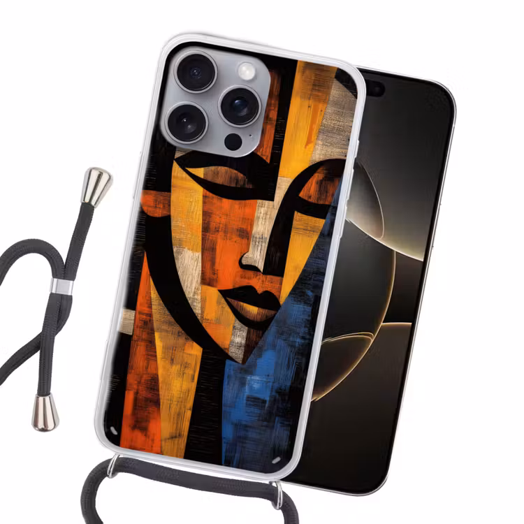 Abstract - Portret - Kleurvakken Hoesje iPhone 16 Pro Max met koord klein -sfeer1