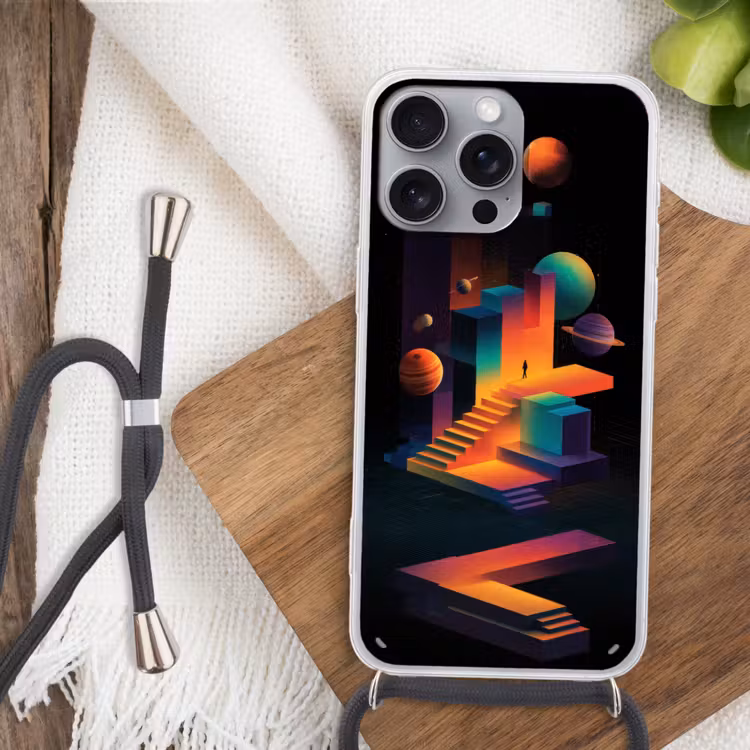 Abstract - Trappen - Mens - Planeten Hoesje iPhone 16 Pro Max met koord klein -sfeer4