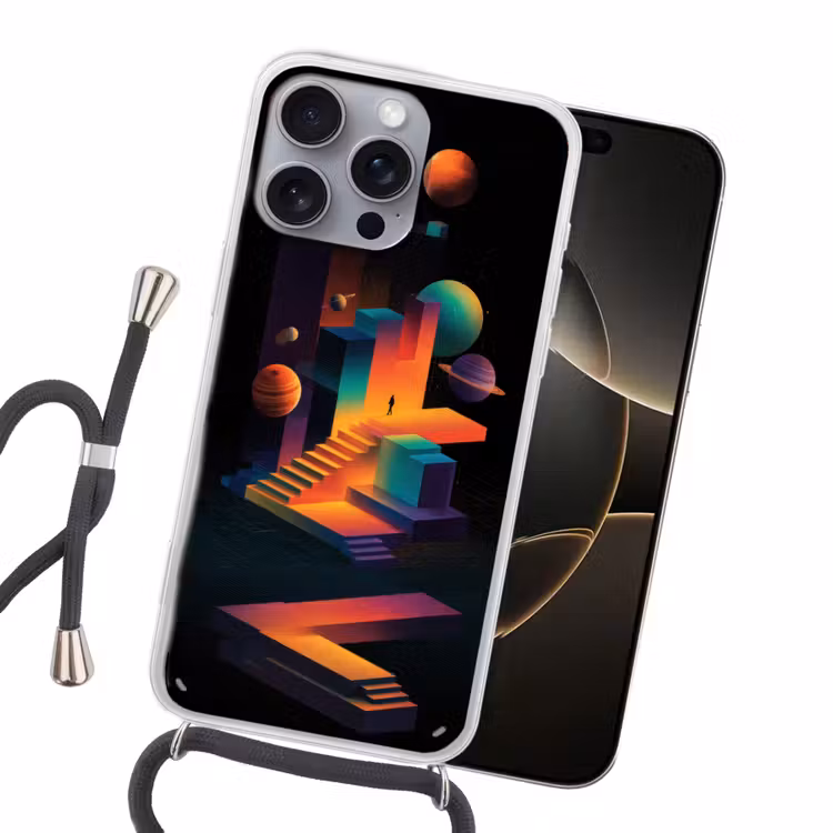Abstract - Trappen - Mens - Planeten Hoesje iPhone 16 Pro Max met koord klein -sfeer1