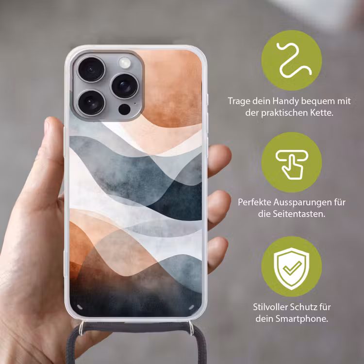 Abstract - Golven - Blauw Hoesje iPhone 16 Pro Max met koord klein -sfeer2_DE