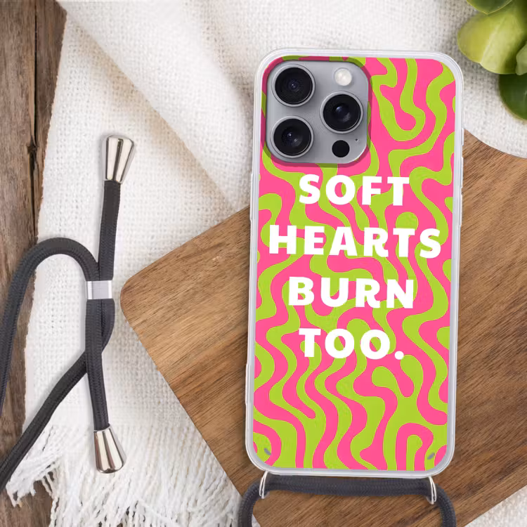 Abstract - Quote - Centraal - Roze Hoesje iPhone 16 Pro Max met koord klein -sfeer4