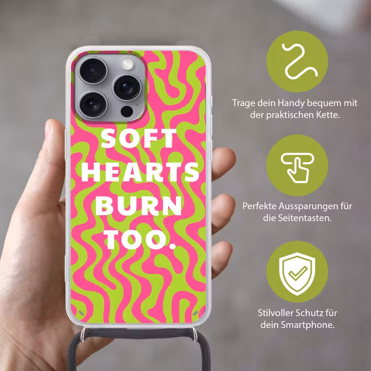 Abstract - Quote - Centraal - Roze Hoesje iPhone 16 Pro Max met koord klein -sfeer2_DE
