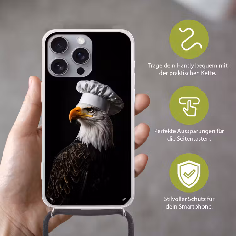 Arend -Amerika - Koksmuts - Vogel - Stoer Hoesje iPhone 16 Pro Max met koord klein -sfeer2_DE