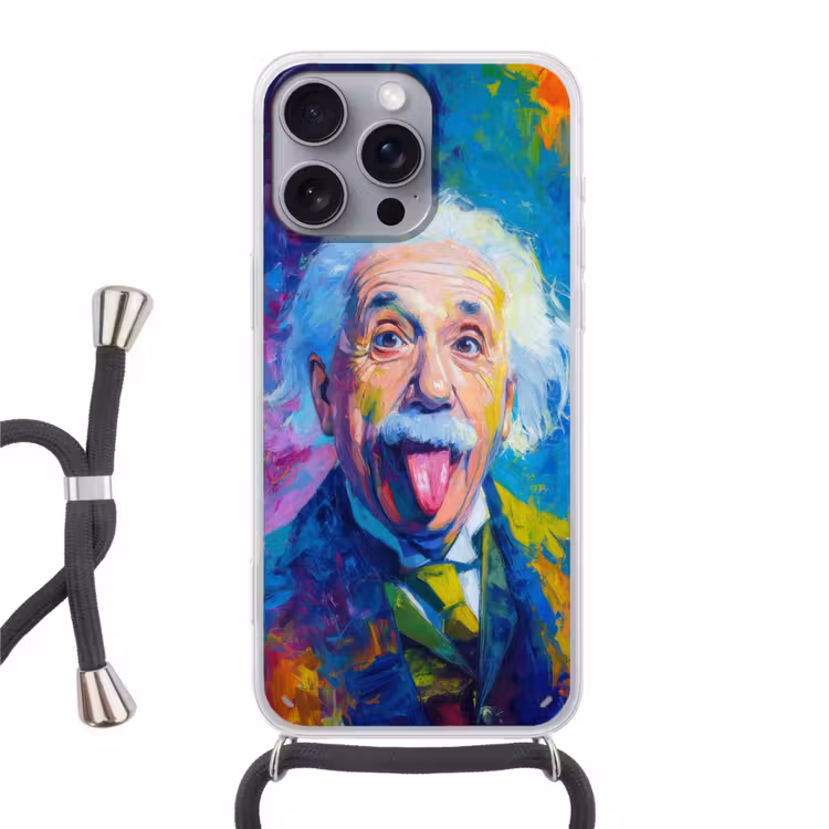 Oude man - Expressief - Kleurrijk Hoesje iPhone 16 Pro Max met koord klein -3d