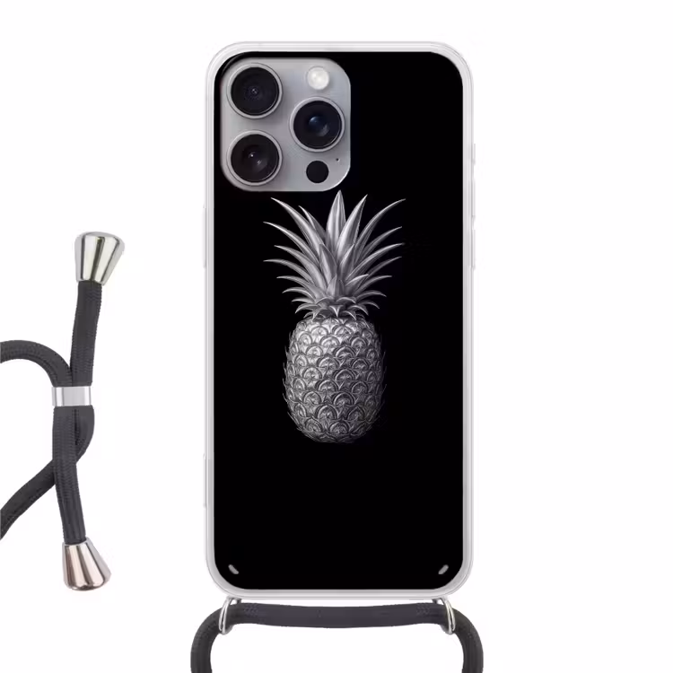 Ananas - Gedetailleerd - Bladeren Hoesje iPhone 16 Pro Max met koord klein -3d