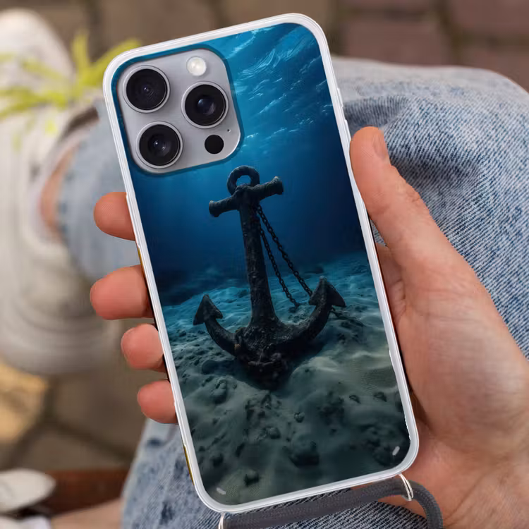 Anker - Ijzer - Zeebodem - Zand Hoesje iPhone 16 Pro Max met koord klein -sfeer3