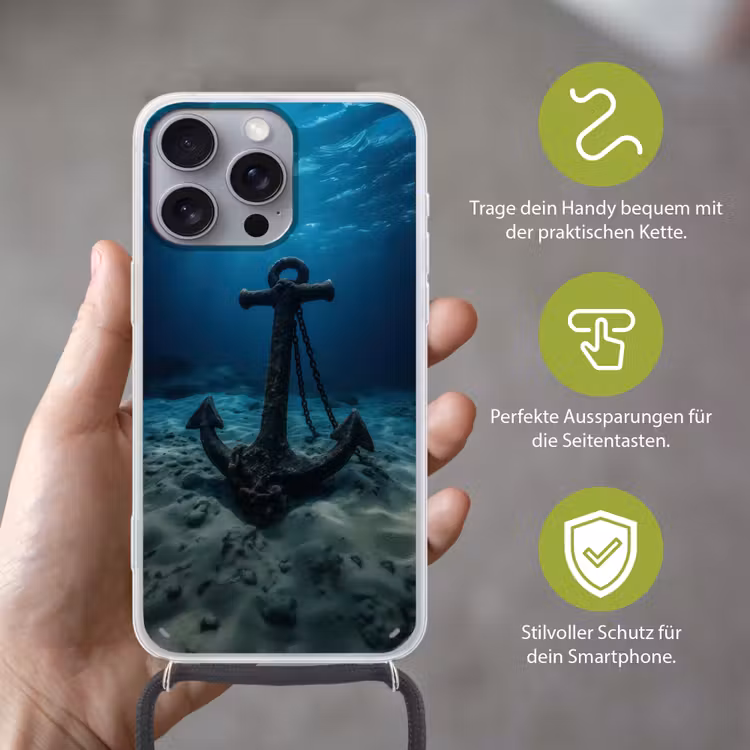 Anker - Ijzer - Zeebodem - Zand Hoesje iPhone 16 Pro Max met koord klein -sfeer2_DE