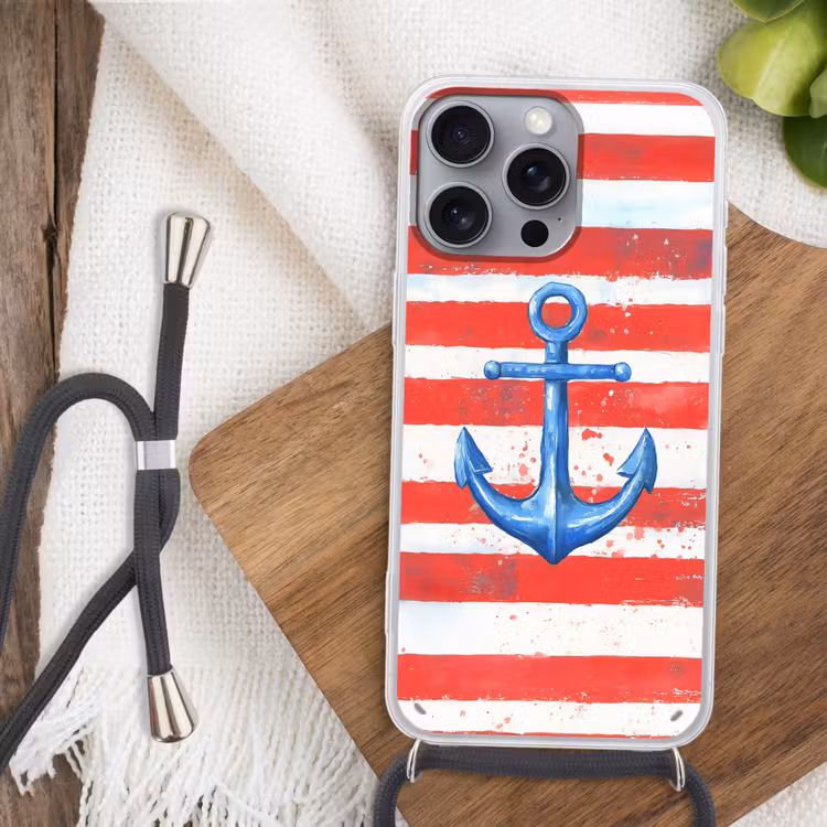 Anker - Verfspatten - Rood - Blauw Hoesje iPhone 16 Pro Max met koord klein -sfeer4