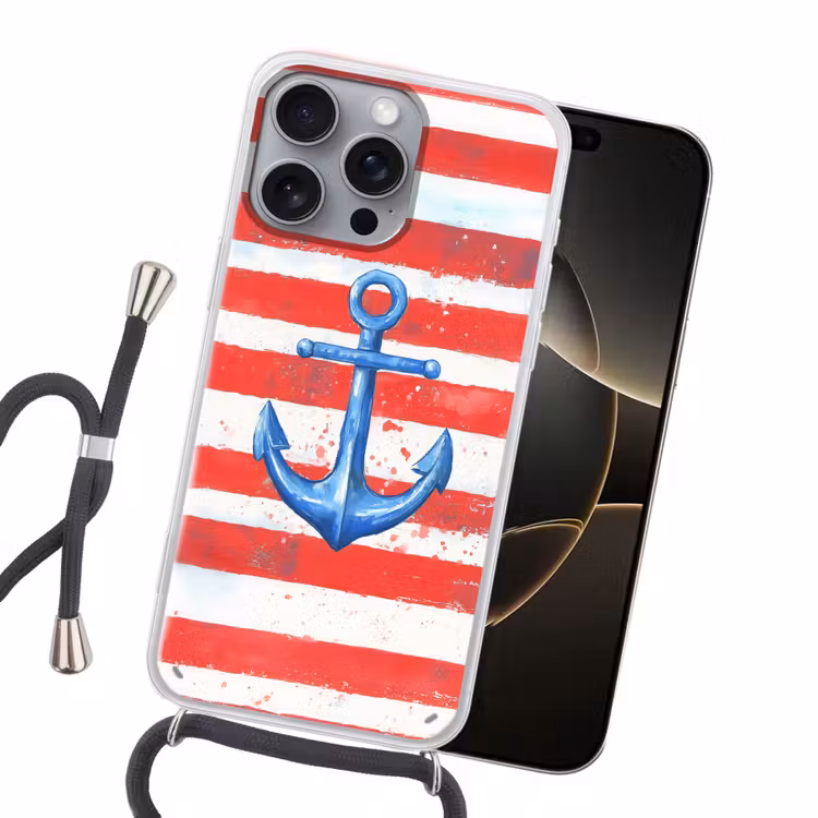 Anker - Verfspatten - Rood - Blauw Hoesje iPhone 16 Pro Max met koord klein -sfeer1