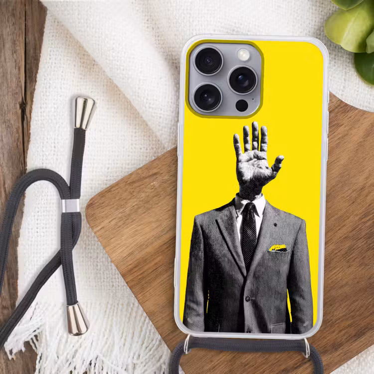 Pak - Hand - Geel Hoesje iPhone 16 Pro Max met koord klein -sfeer4