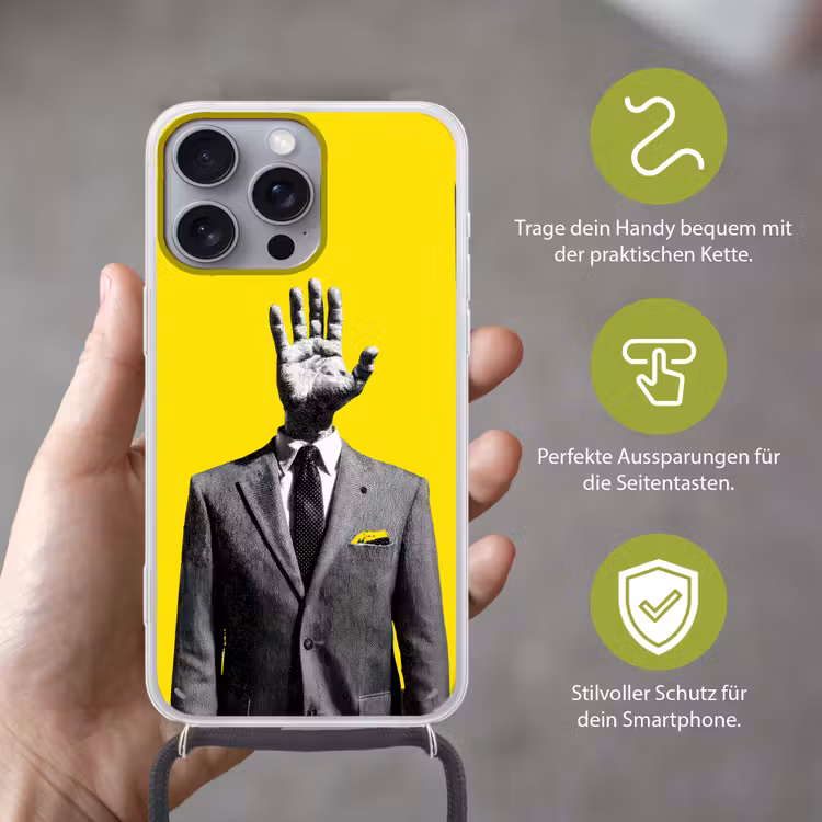 Pak - Hand - Geel Hoesje iPhone 16 Pro Max met koord klein -sfeer2_DE