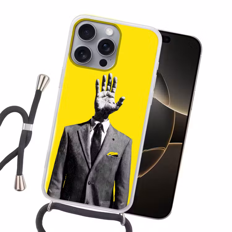 Pak - Hand - Geel Hoesje iPhone 16 Pro Max met koord klein -sfeer1