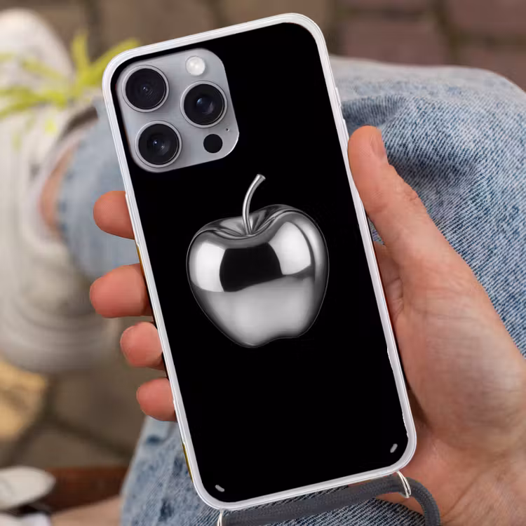 Appel - Metallic - Symmetrisch Hoesje iPhone 16 Pro Max met koord klein -sfeer3