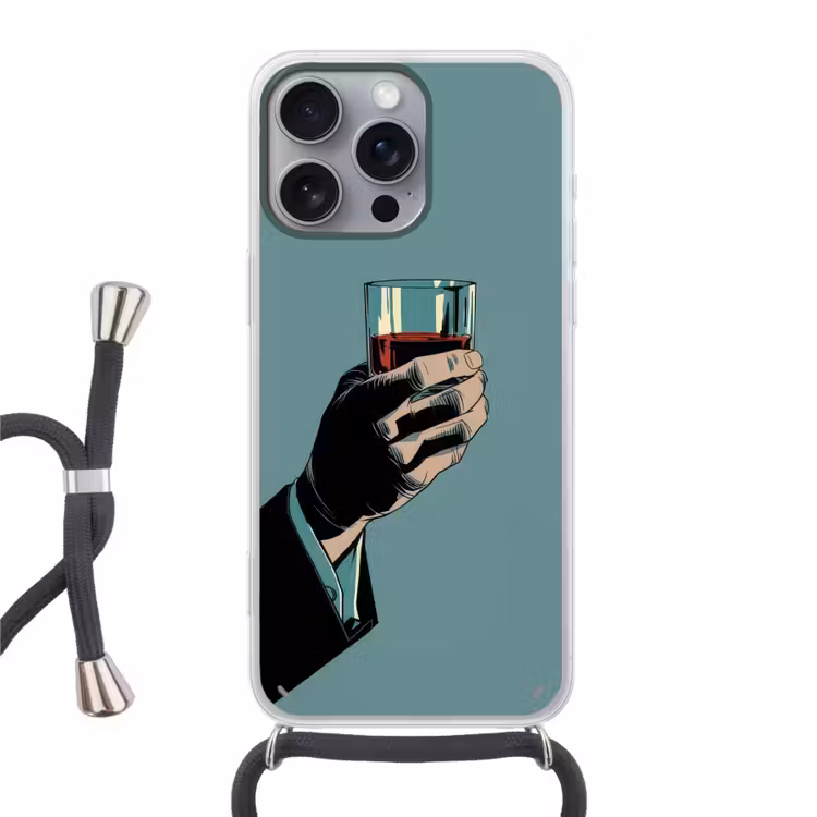 Arm - Glas - Pak - Blauw Hoesje iPhone 16 Pro Max met koord klein -3d