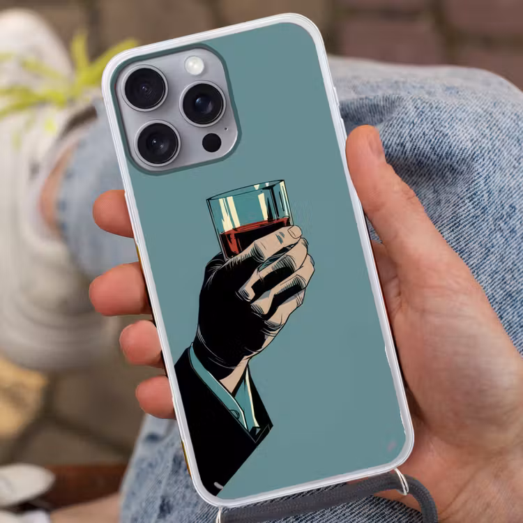 Arm - Glas - Pak - Blauw Hoesje iPhone 16 Pro Max met koord klein -sfeer3