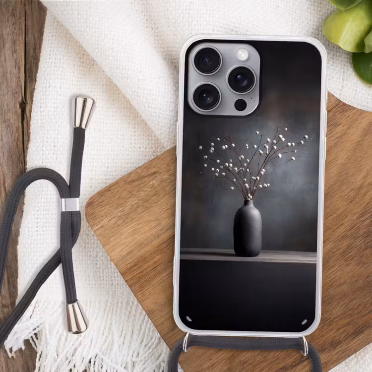 Takken - Vaas - Bolletjes - Wit Hoesje iPhone 16 Pro Max met koord klein -sfeer4