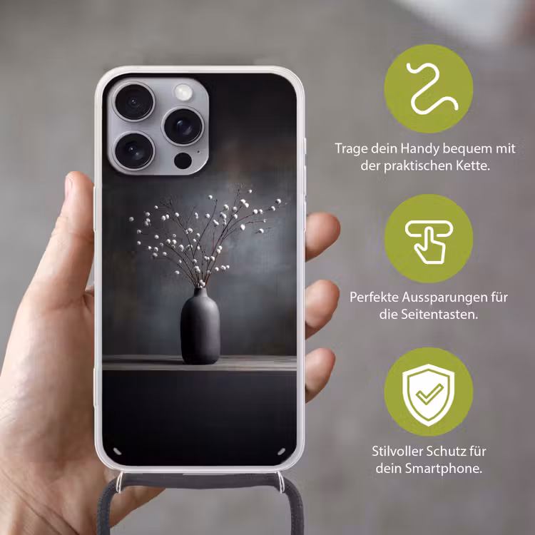 Takken - Vaas - Bolletjes - Wit Hoesje iPhone 16 Pro Max met koord klein -sfeer2_DE