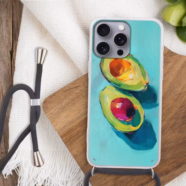 Avocado - Groen - Pit - Schaduw Hoesje iPhone 16 Pro Max met koord klein -sfeer4