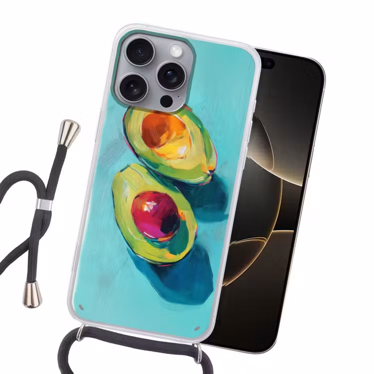 Avocado - Groen - Pit - Schaduw Hoesje iPhone 16 Pro Max met koord klein -sfeer1