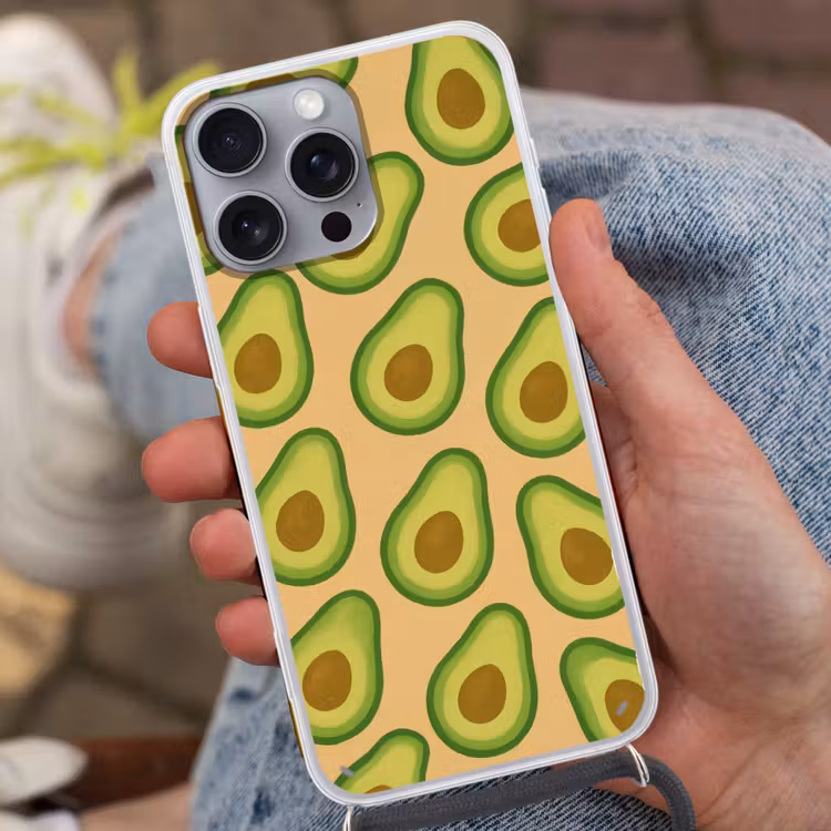 Avocado - Patroon - Groen - Pit Hoesje iPhone 16 Pro Max met koord klein -sfeer3
