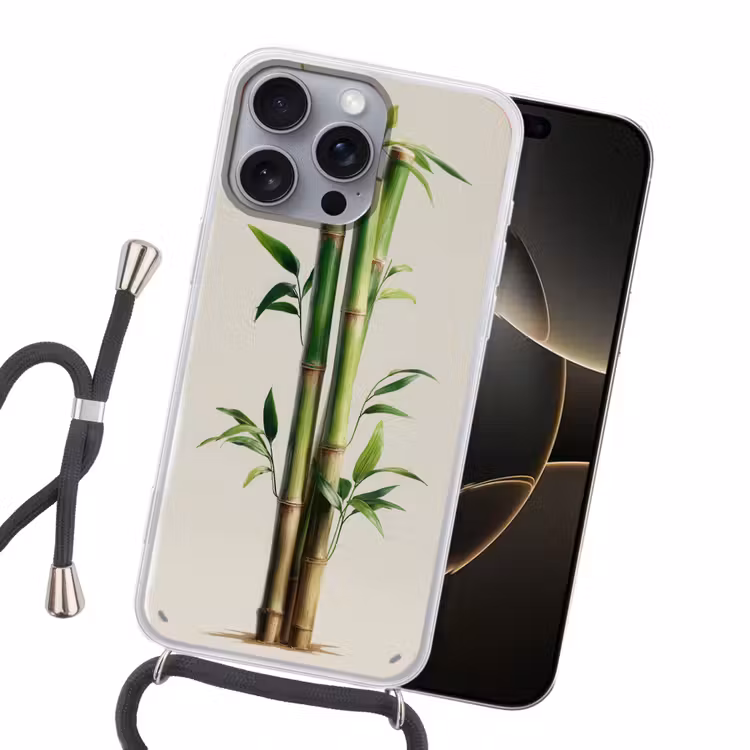 Bamboestengels - Sierlijk - Groen Hoesje iPhone 16 Pro Max met koord klein -sfeer1