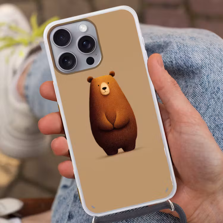 Beer - Minimalistisch - Bruin Hoesje iPhone 16 Pro Max met koord klein -sfeer3