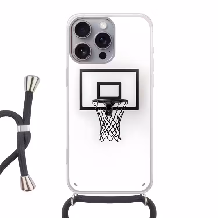 Basketbalbord - Minimalistisch - Zwart Hoesje iPhone 16 Pro Max met koord klein -3d