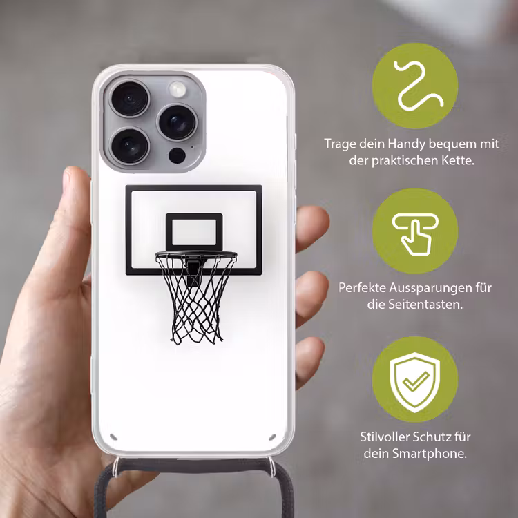 Basketbalbord - Minimalistisch - Zwart Hoesje iPhone 16 Pro Max met koord klein -sfeer2_DE