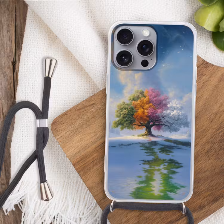 Boom - Seizoenen - Winter - Landschap Hoesje iPhone 16 Pro Max met koord klein -sfeer4