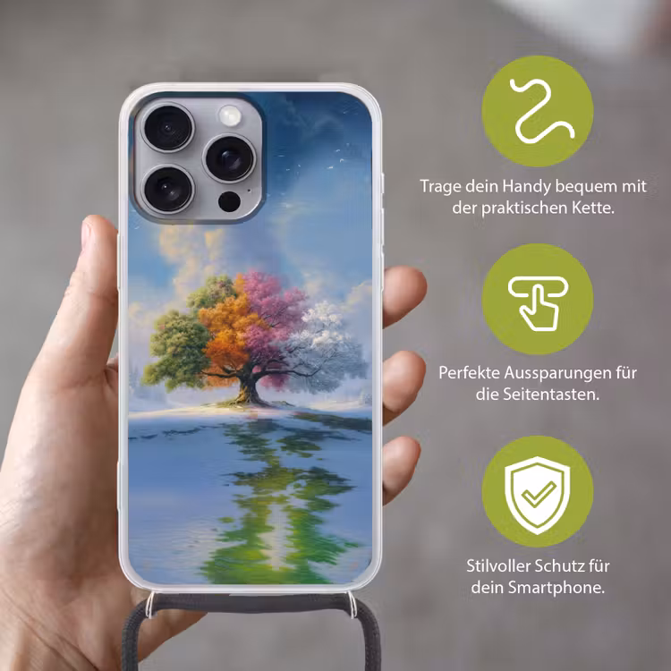Boom - Seizoenen - Winter - Landschap Hoesje iPhone 16 Pro Max met koord klein -sfeer2_DE