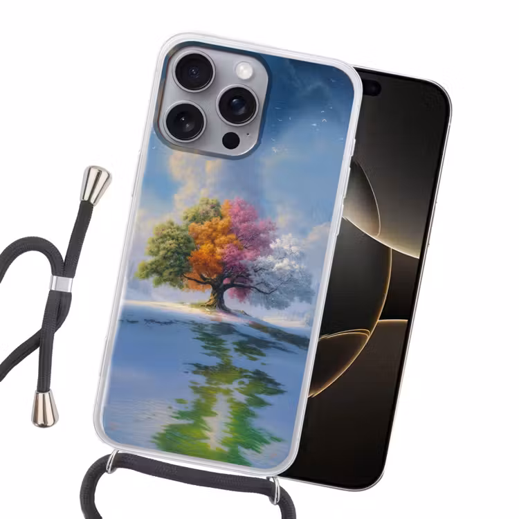 Boom - Seizoenen - Winter - Landschap Hoesje iPhone 16 Pro Max met koord klein -sfeer1