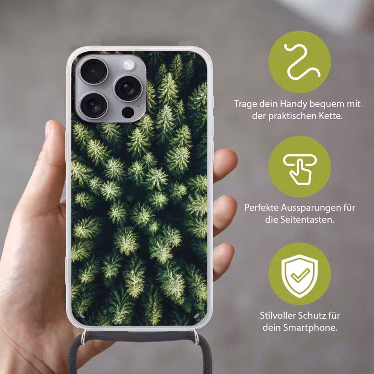 Bomen - Naaldwoud - Structuur Hoesje iPhone 16 Pro Max met koord klein -sfeer2_DE