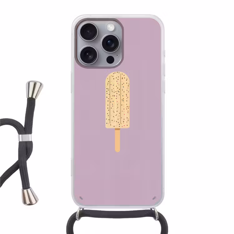 Beige - Ijsje - Spikkels Hoesje iPhone 16 Pro Max met koord klein -3d