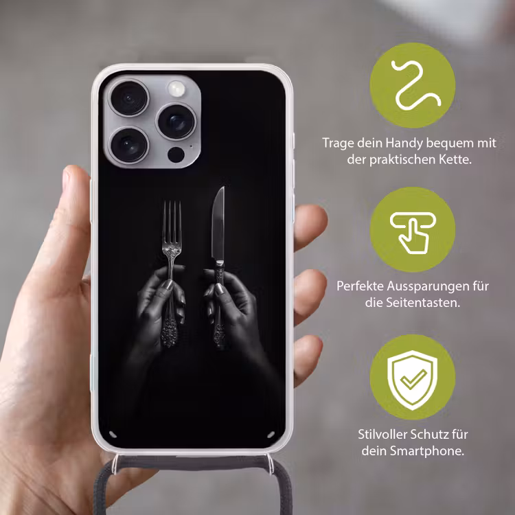 Bestek - Zwart - Wit Hoesje iPhone 16 Pro Max met koord klein -sfeer2_DE