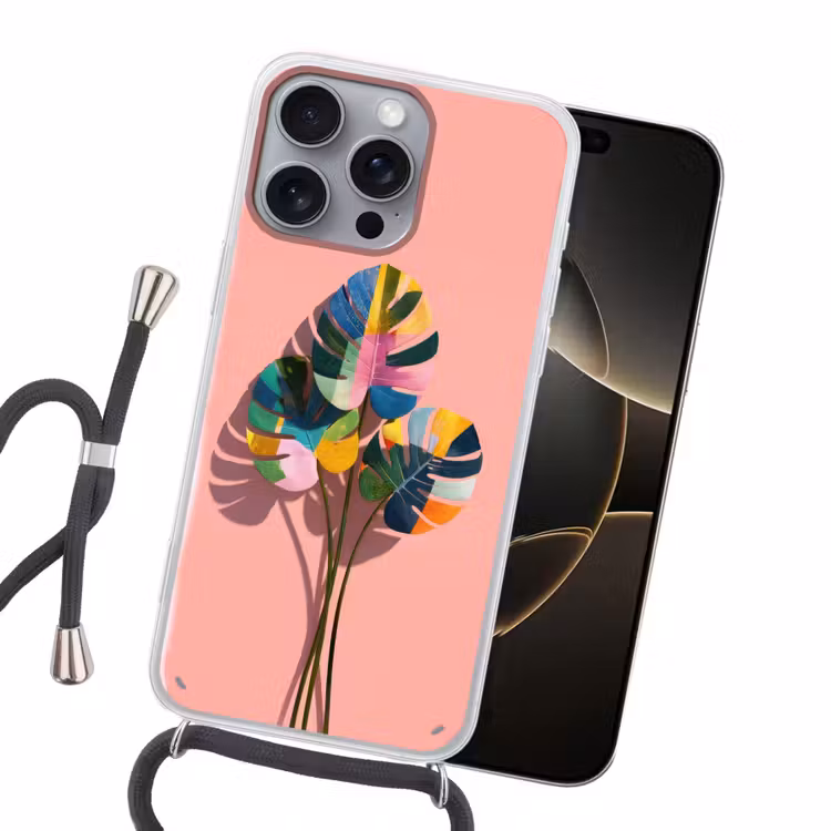 Bladeren - Geschilderd - Vlakken - Kleurrijk Hoesje iPhone 16 Pro Max met koord klein -sfeer1