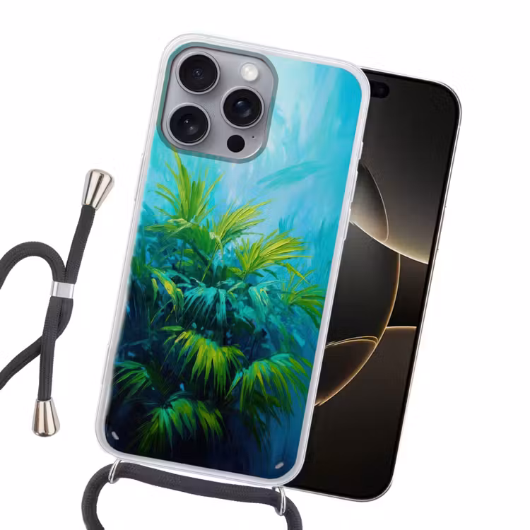 Bladeren - Groen - Schilderij - Abstract Hoesje iPhone 16 Pro Max met koord klein -sfeer1