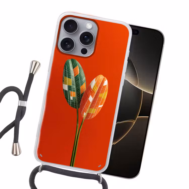 Bladeren - Ovaal - Mozaïek - Patroon Hoesje iPhone 16 Pro Max met koord klein -sfeer1