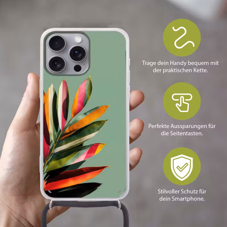 Bladeren - Tak - Kleurrijk Hoesje iPhone 16 Pro Max met koord klein -sfeer2_DE